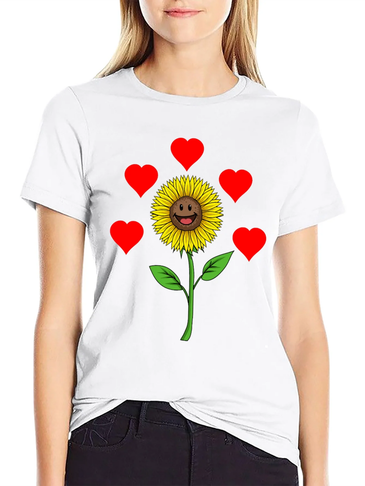 Sunflower Heart Graphic Tee - Black Casual Shirt product image 8