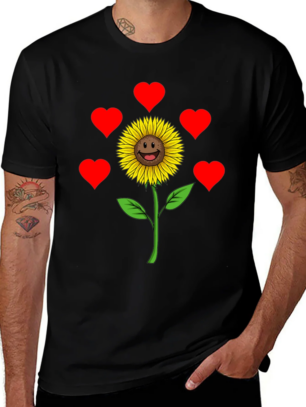 Sunflower Heart Graphic Tee - Black Casual Shirt product image 1