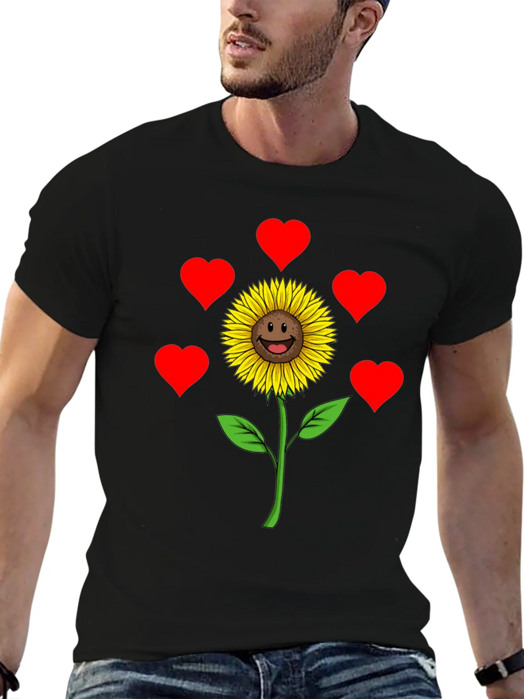 Sunflower Heart Graphic Tee - Black Casual Shirt product image 6