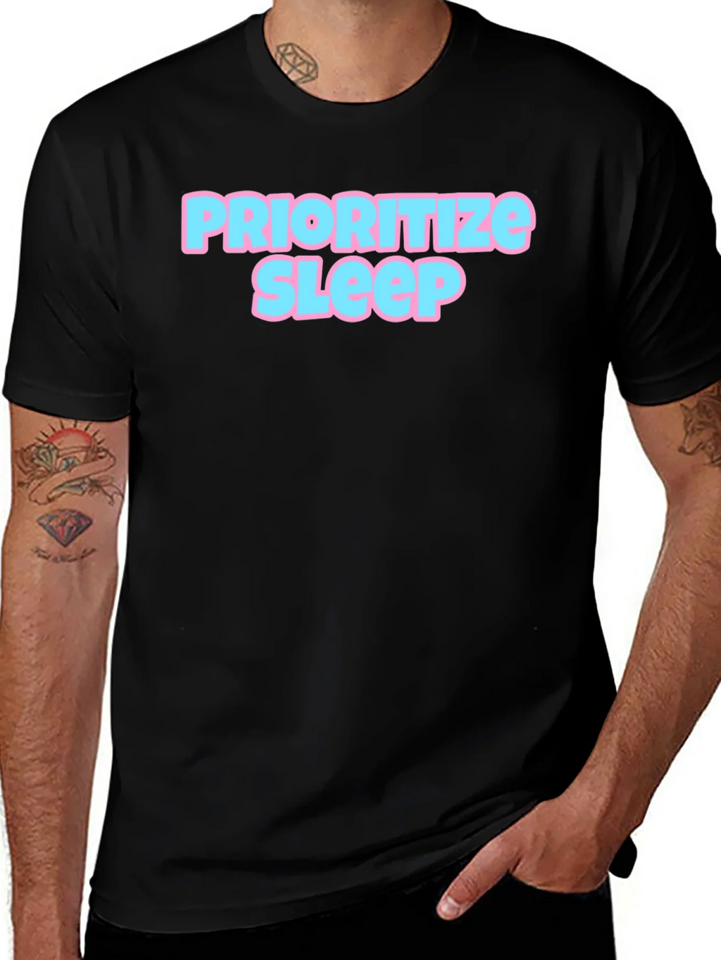 Prioritize Sleep Graphic Tee - Black Cotton Comfort product image 1