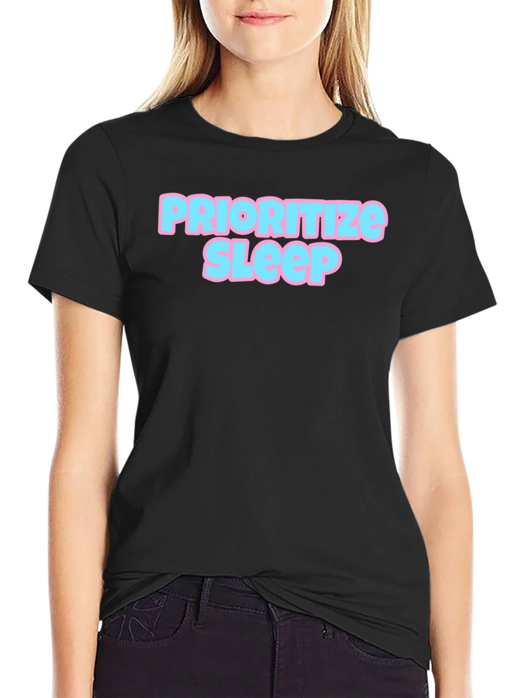 Prioritize Sleep Graphic Tee - Black Cotton Comfort product image 2