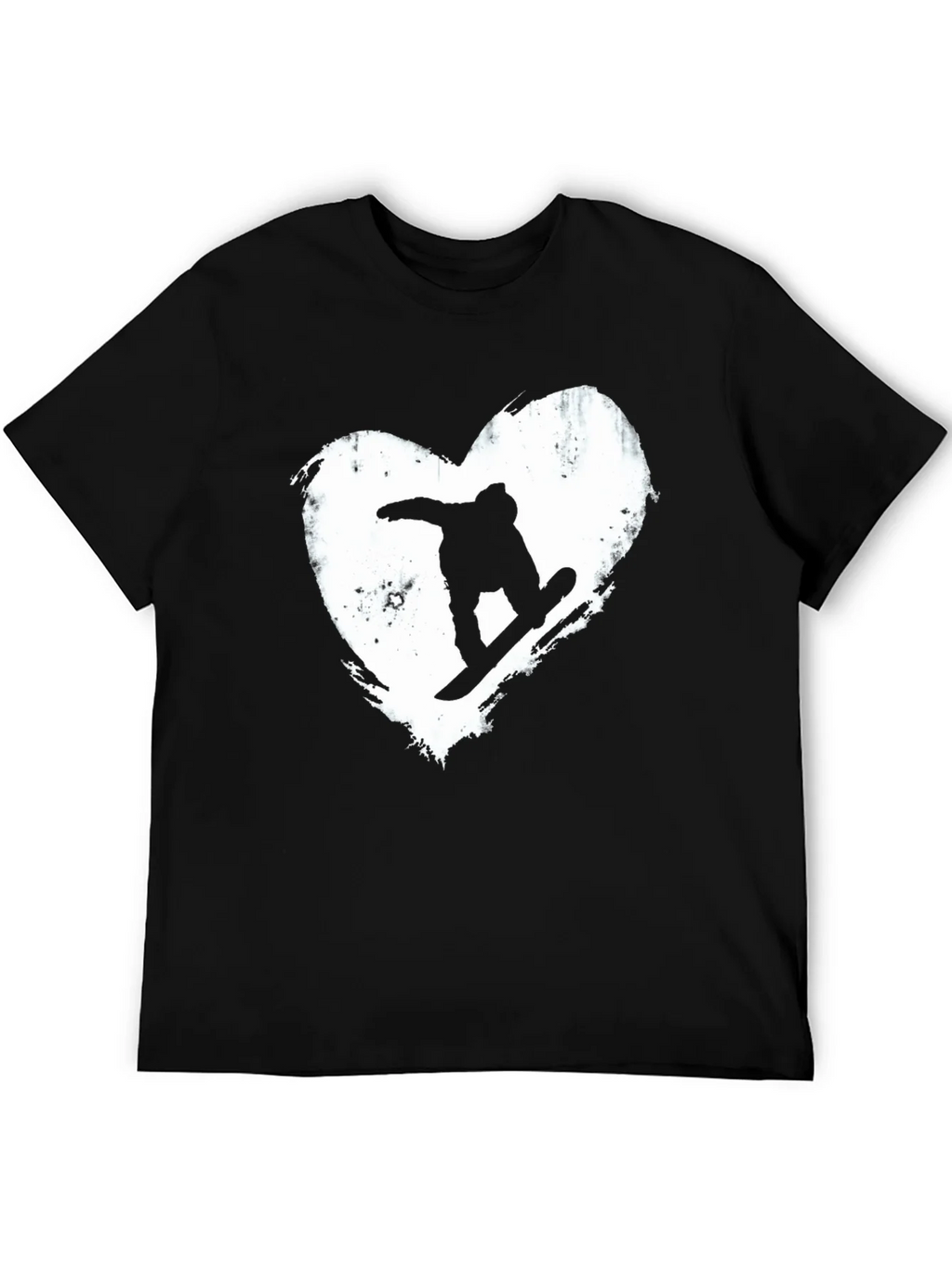 Snowboard Heart Graphic T-Shirt - Black Cotton Blend Tee product image 5