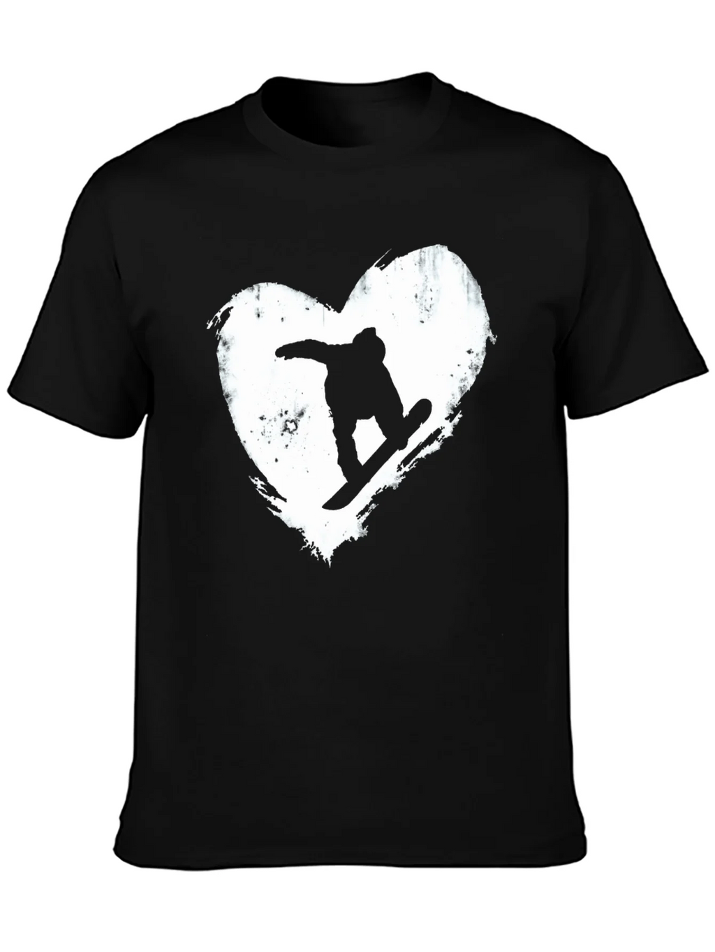 Snowboard Heart Graphic T-Shirt - Black Cotton Blend Tee product image 3