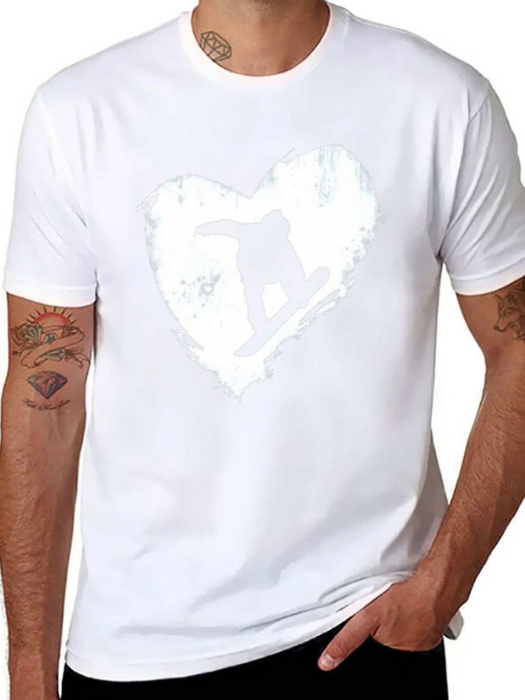 Snowboard Heart Graphic T-Shirt - Black Cotton Blend Tee product image 7