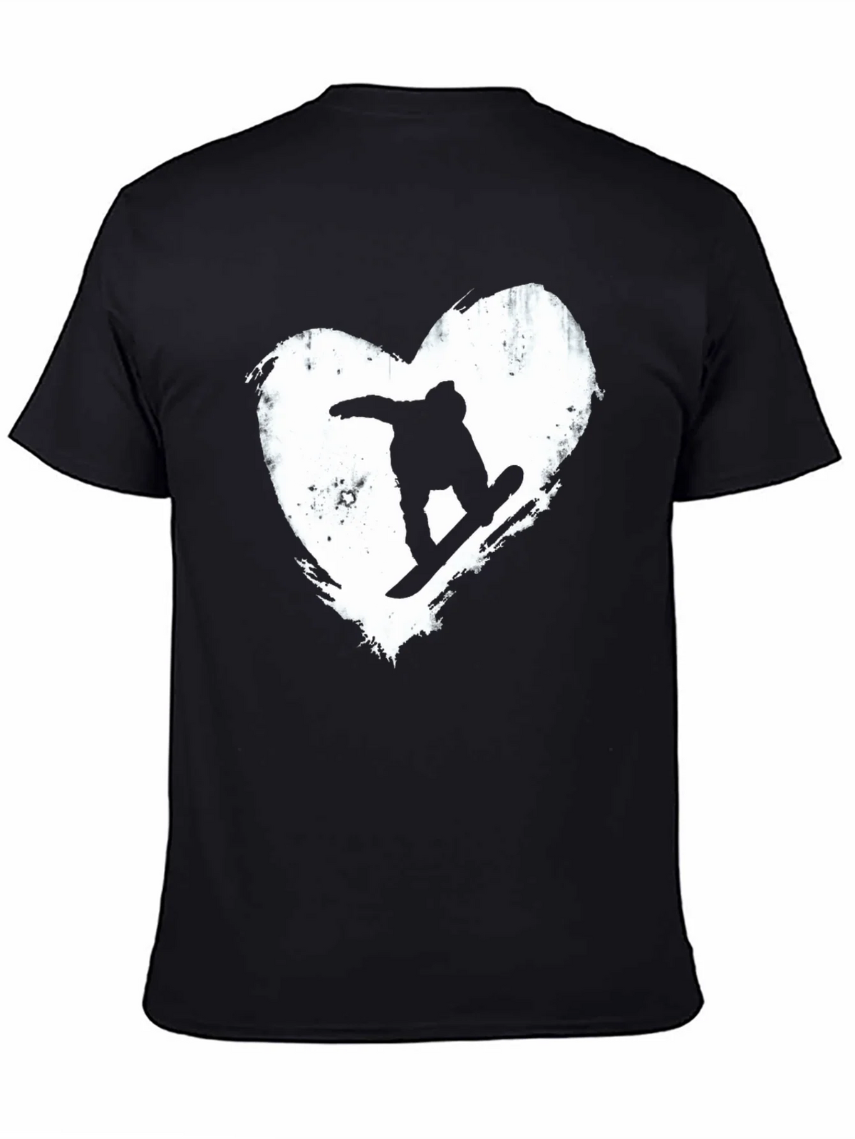 Snowboard Heart Graphic T-Shirt - Black Cotton Blend Tee product image 4