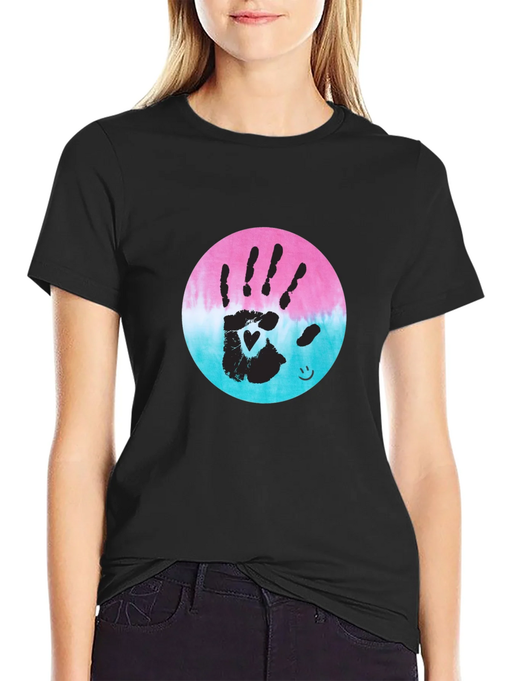 Handprint Heart Tie-Dye Tee - Unique Graphic T-Shirt product image 2