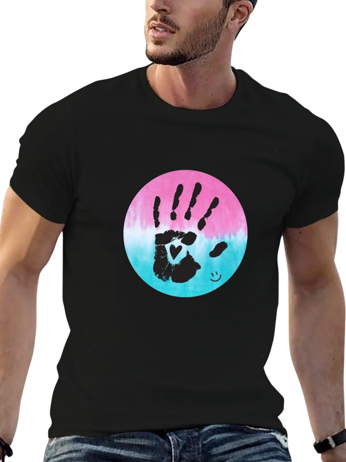 Handprint Heart Tie-Dye Tee - Unique Graphic T-Shirt product image 6