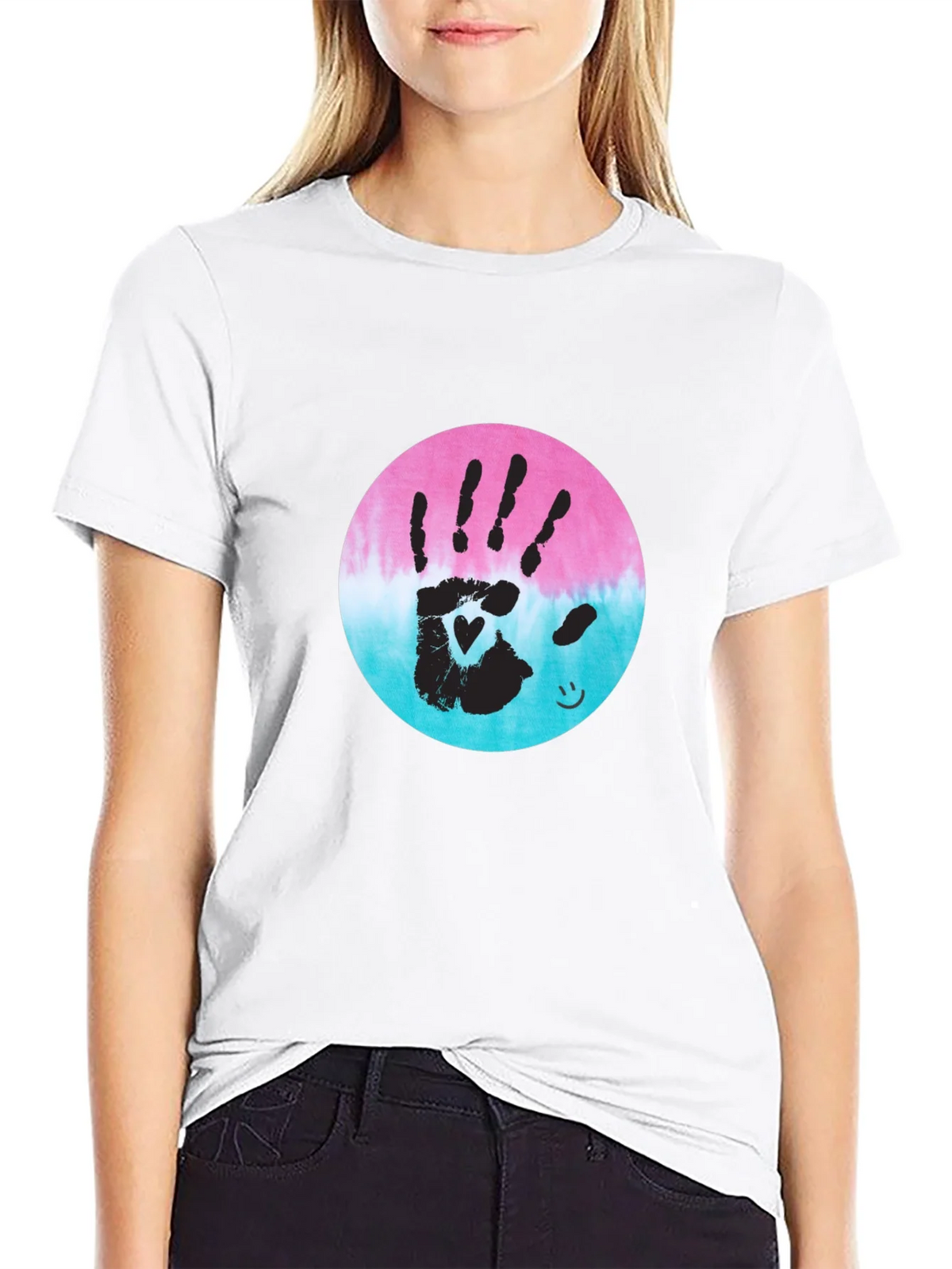 Handprint Heart Tie-Dye Tee - Unique Graphic T-Shirt product image 8