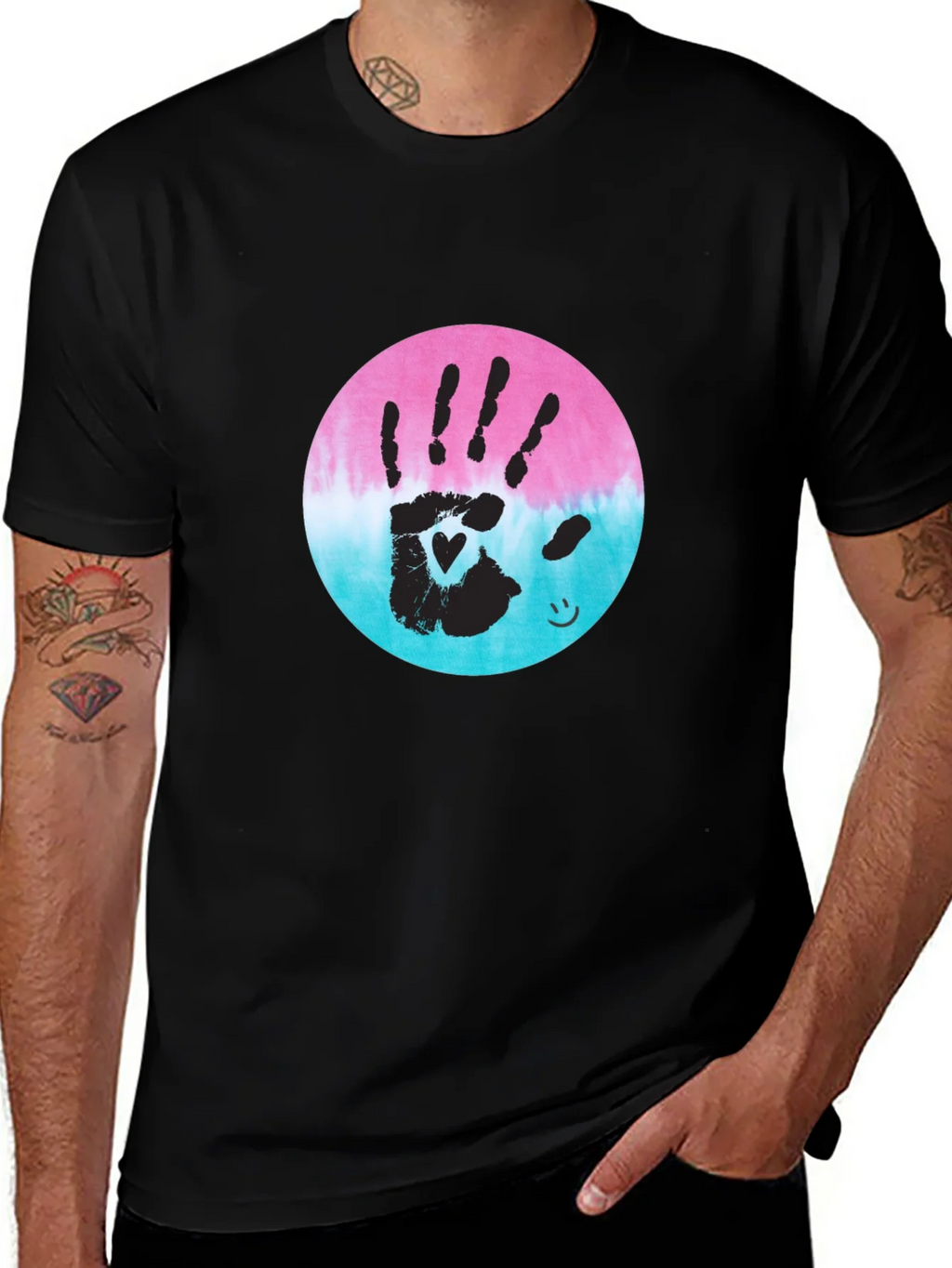Handprint Heart Tie-Dye Tee - Unique Graphic T-Shirt product image 1