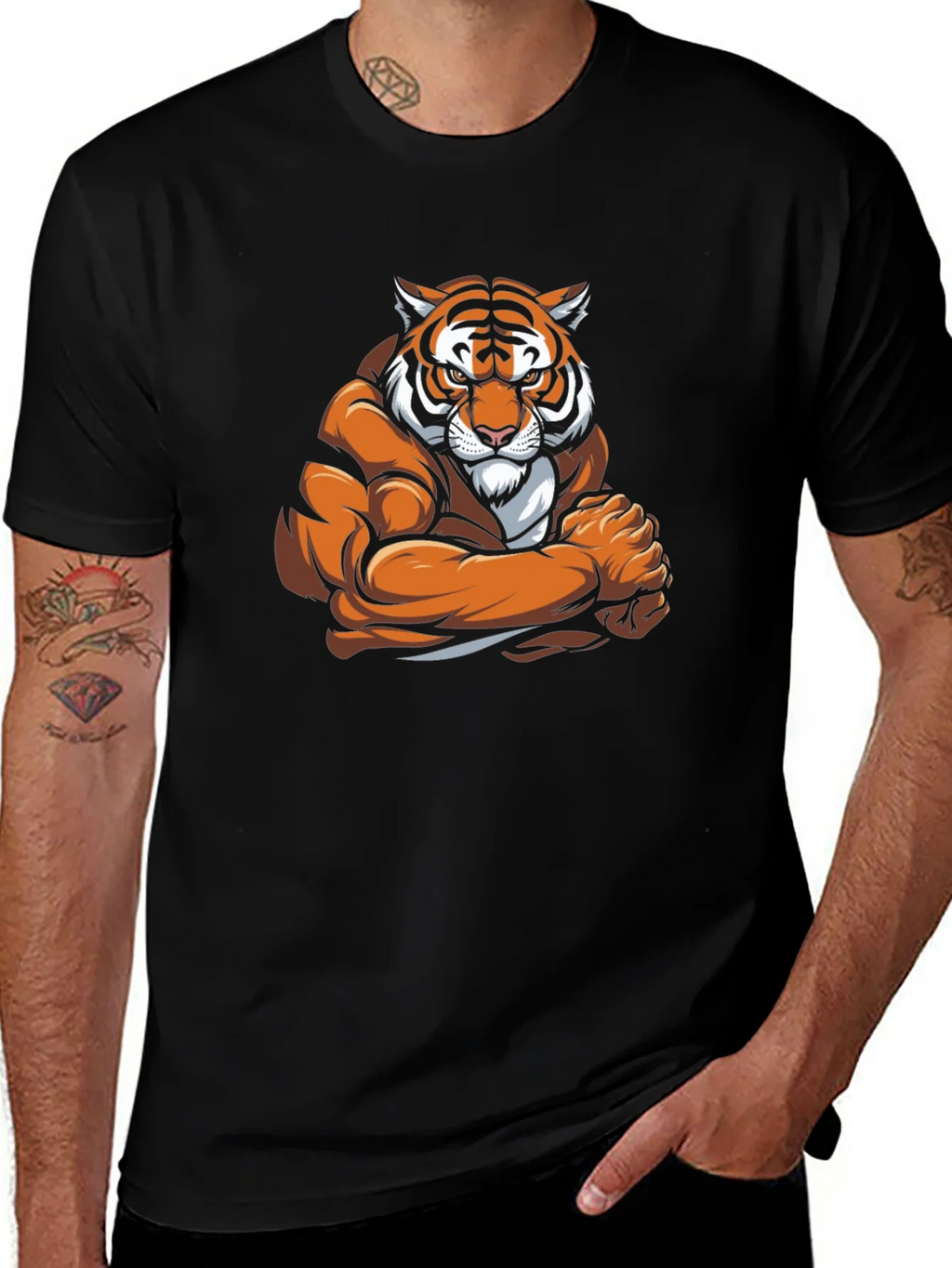 Tiger Muscle Graphic Black T-Shirt product image 1