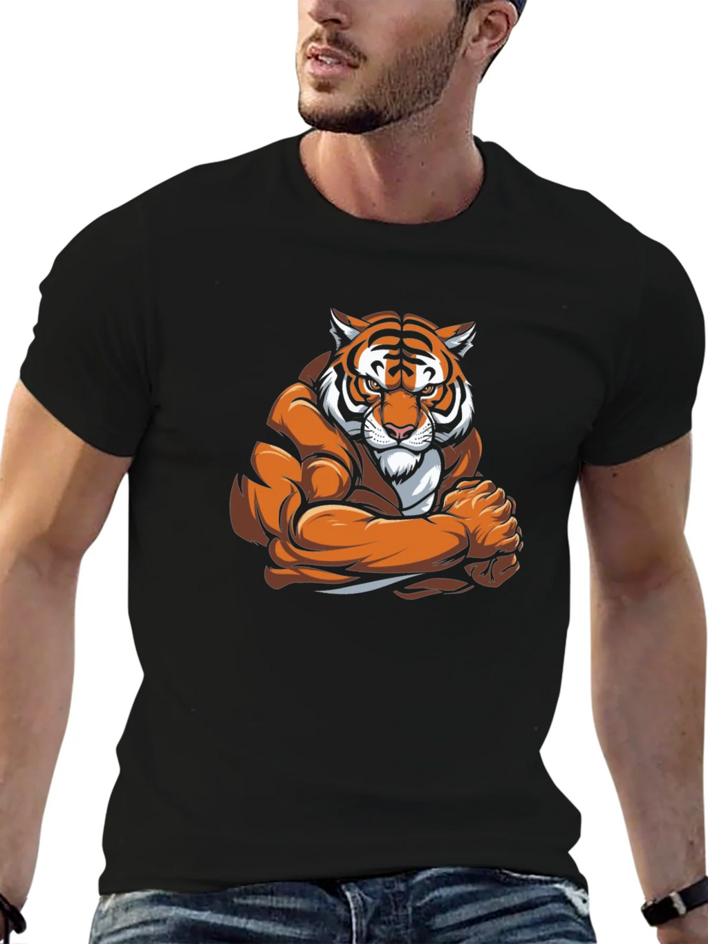 Tiger Muscle Graphic Black T-Shirt product image 6