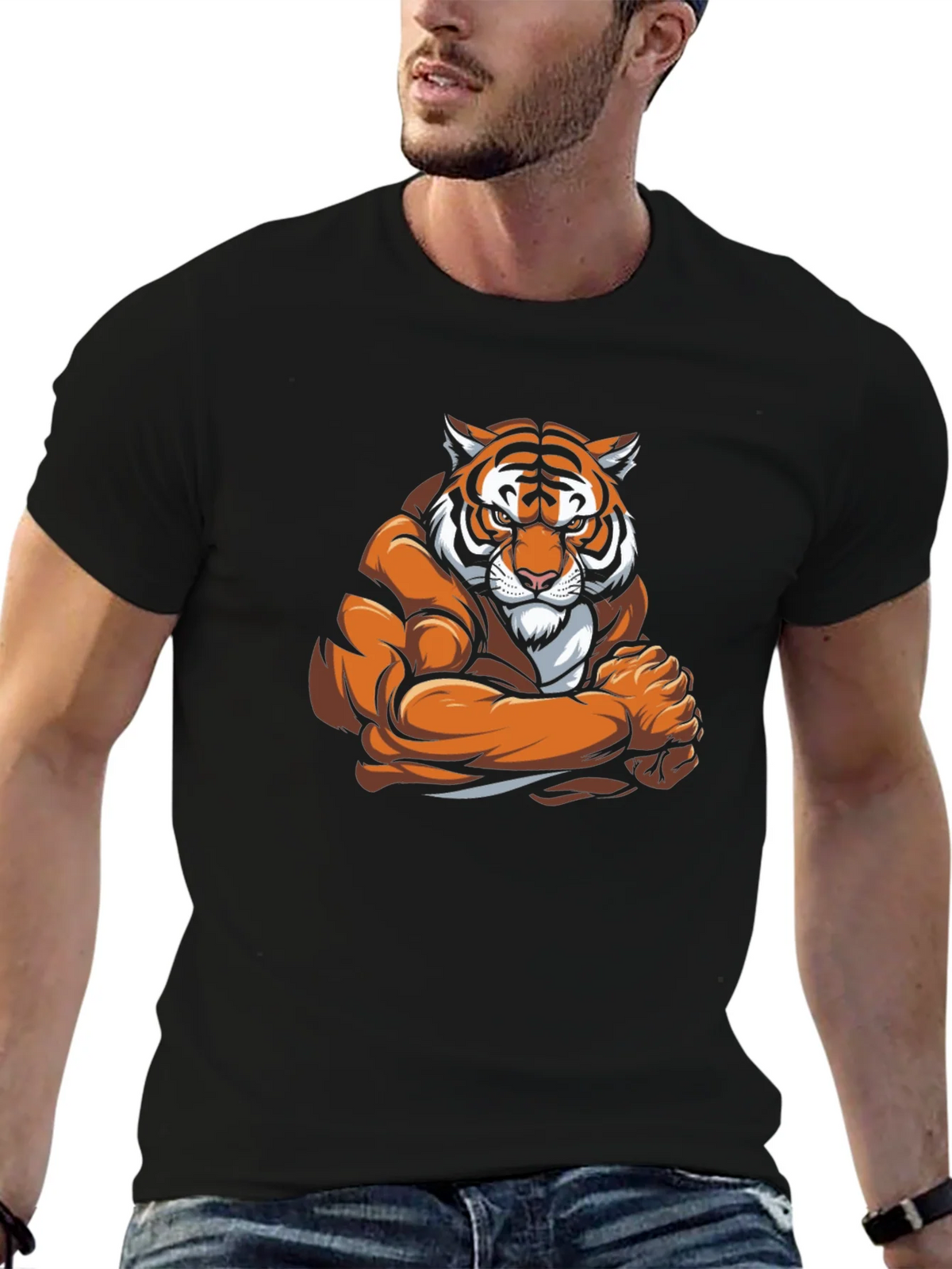 Tiger Muscle Graphic Black T-Shirt product image 6