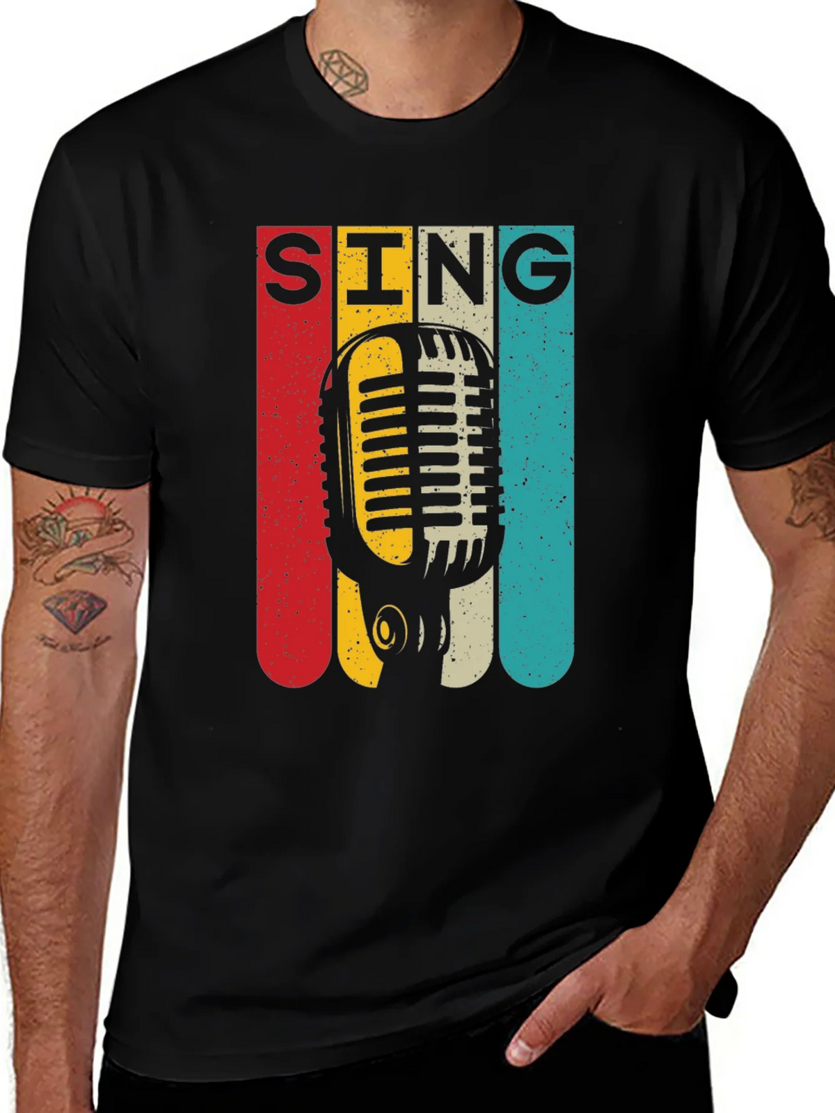 Retro Microphone SING Graphic Tee product image 1