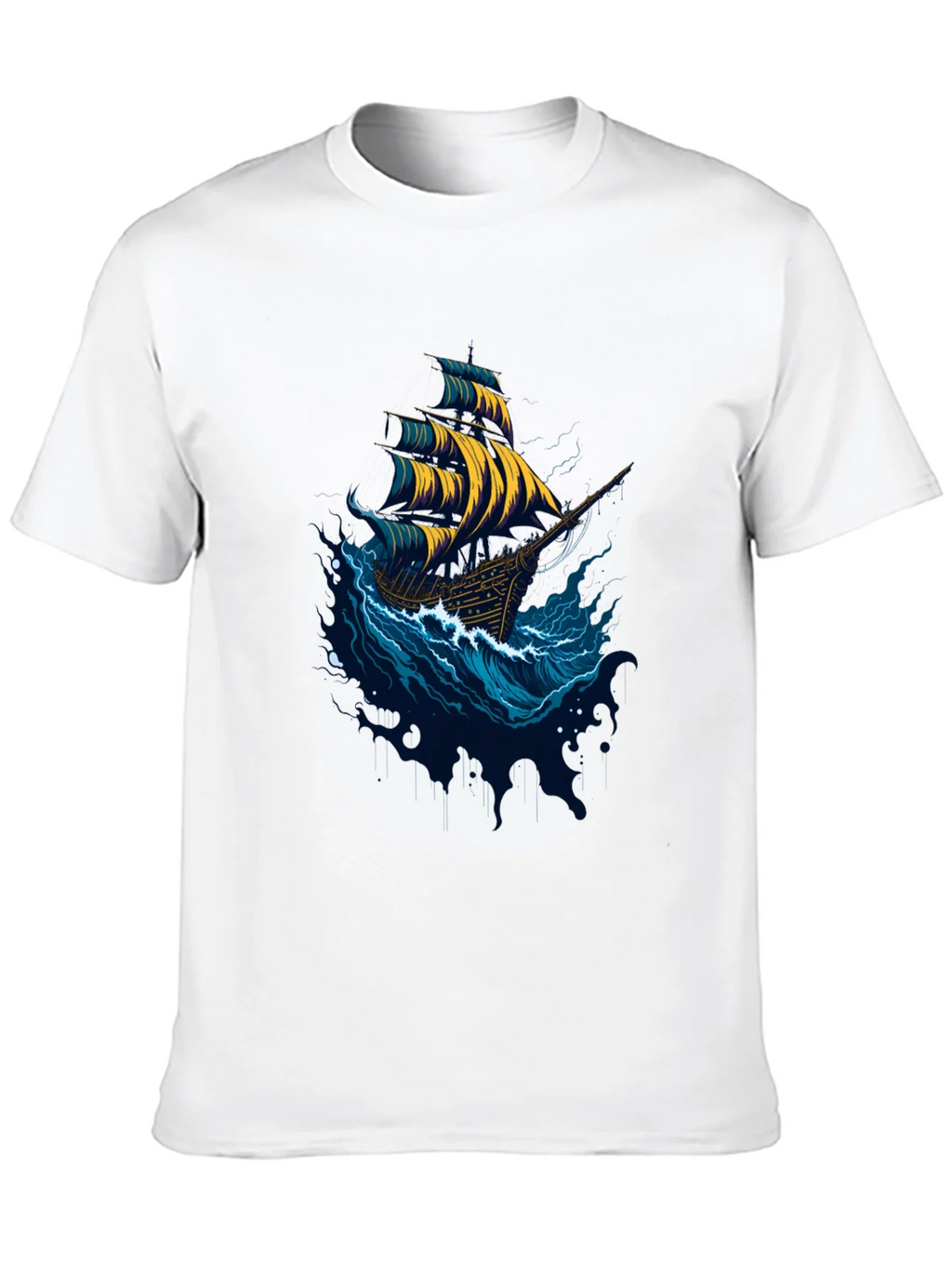 Nautical Ship Graphic Tee - Black Cotton T-Shirt product image 7