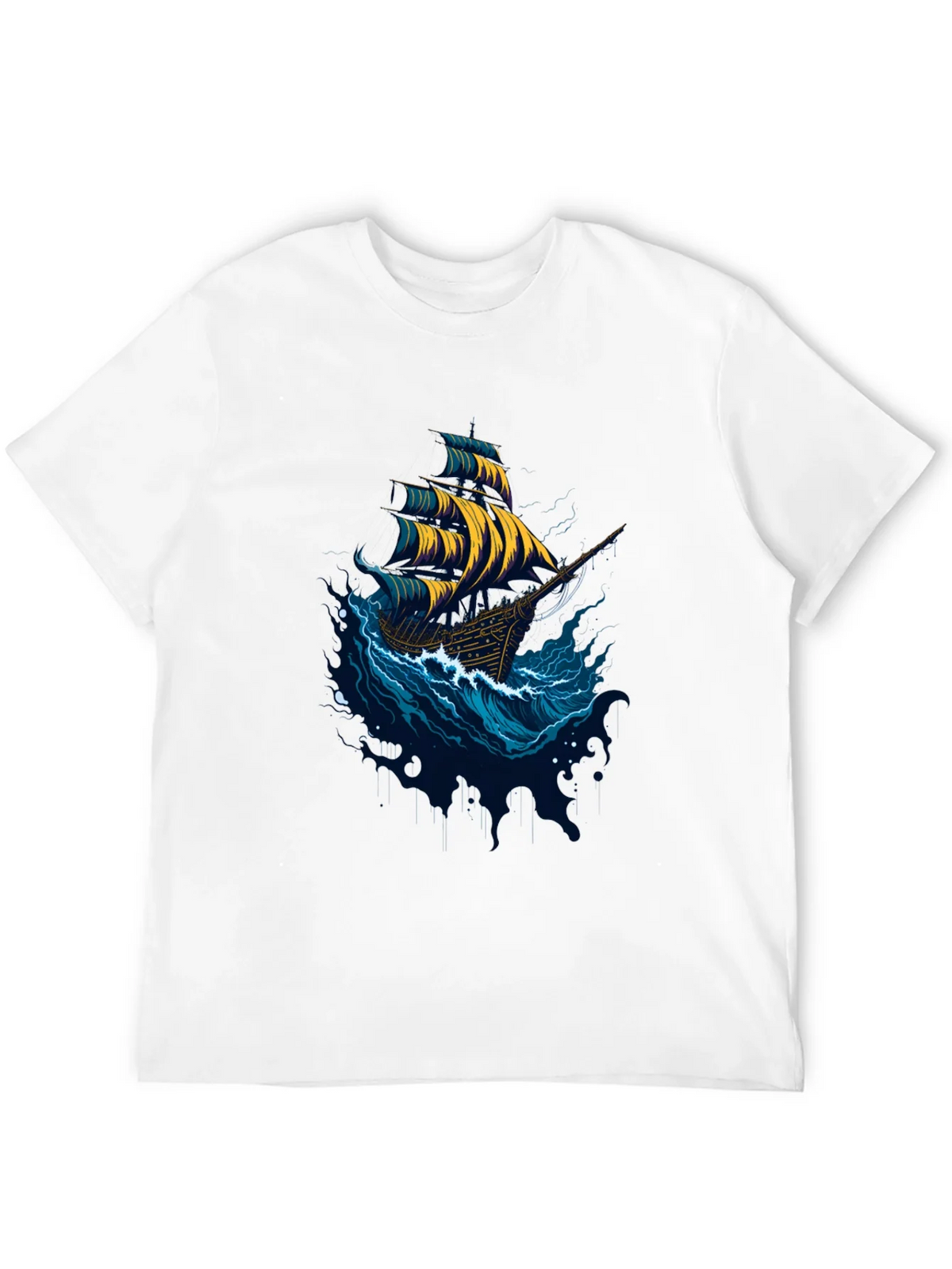 Nautical Ship Graphic Tee - Black Cotton T-Shirt product image 9