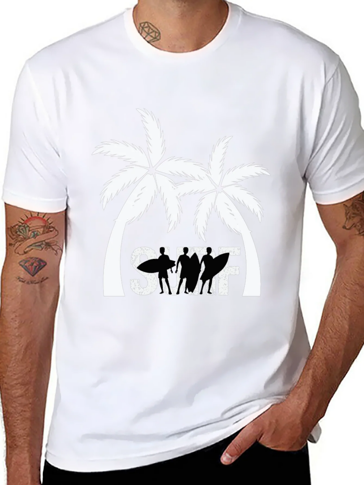 Surf Palm Tree Graphic T-Shirt - Black product image 7