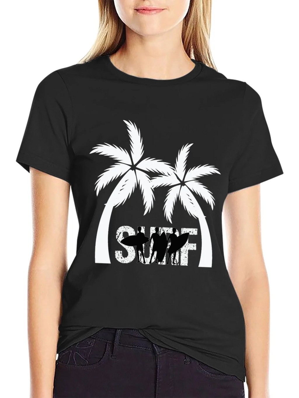 Surf Palm Tree Graphic T-Shirt - Black product image 2