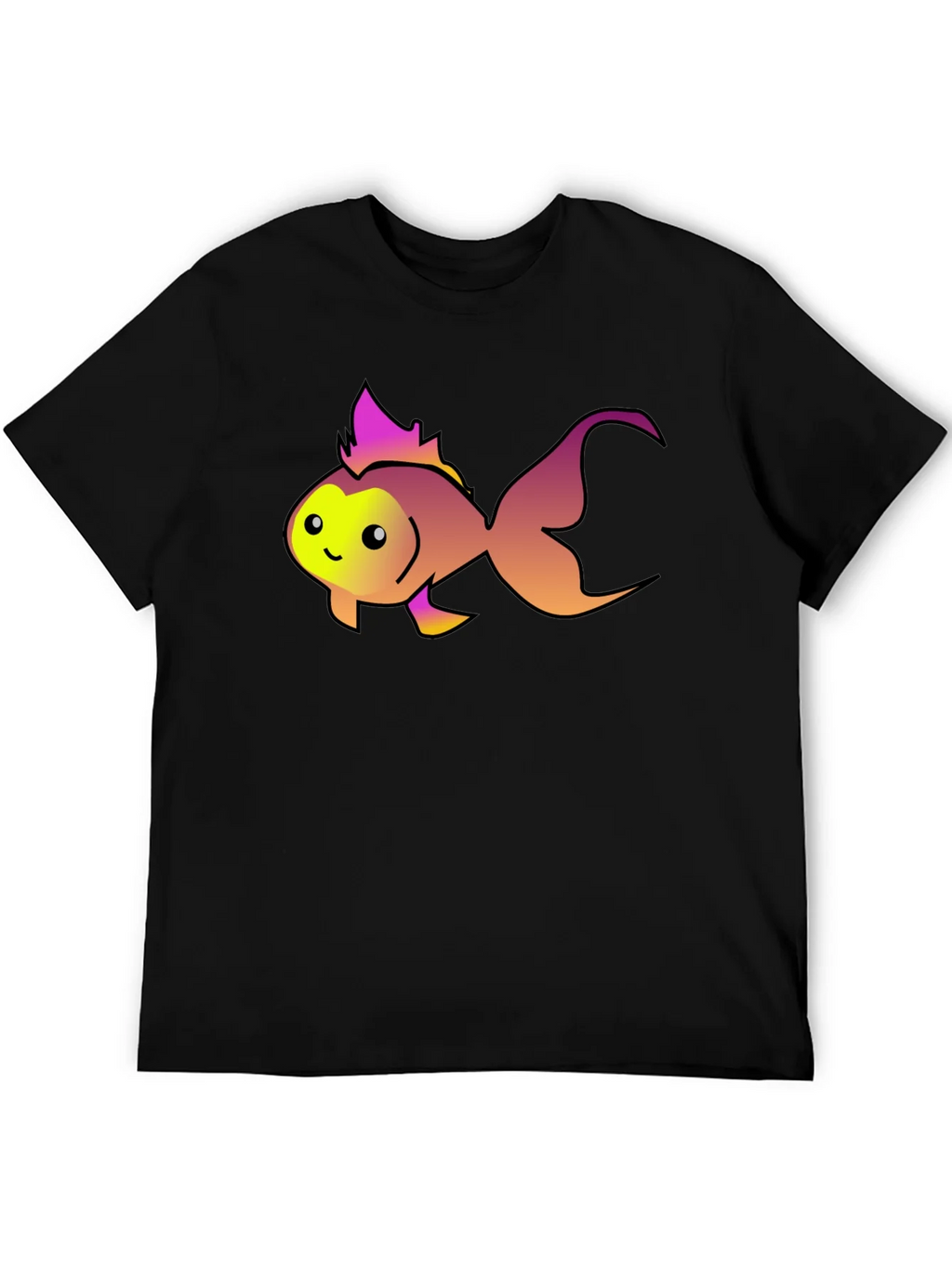 Cute Fish Graphic Tee - Black Cotton T-Shirt product image 5