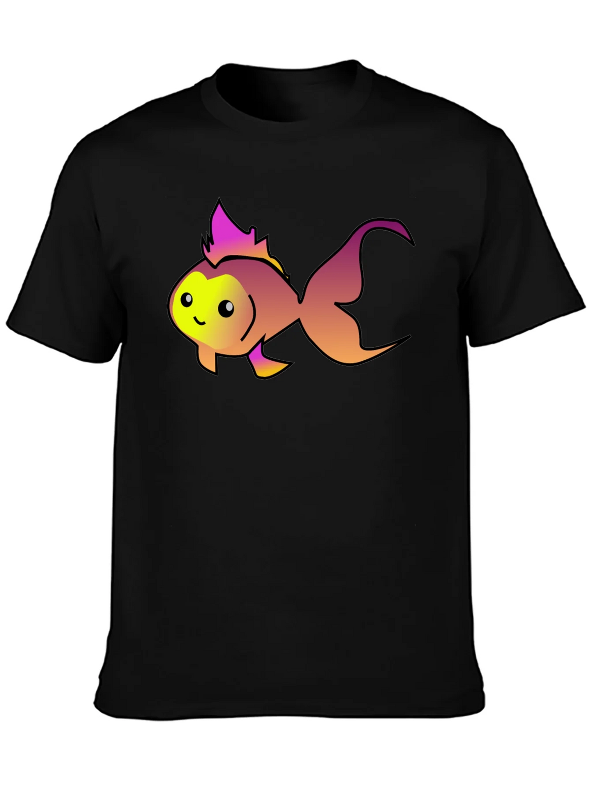 Cute Fish Graphic Tee - Black Cotton T-Shirt product image 3