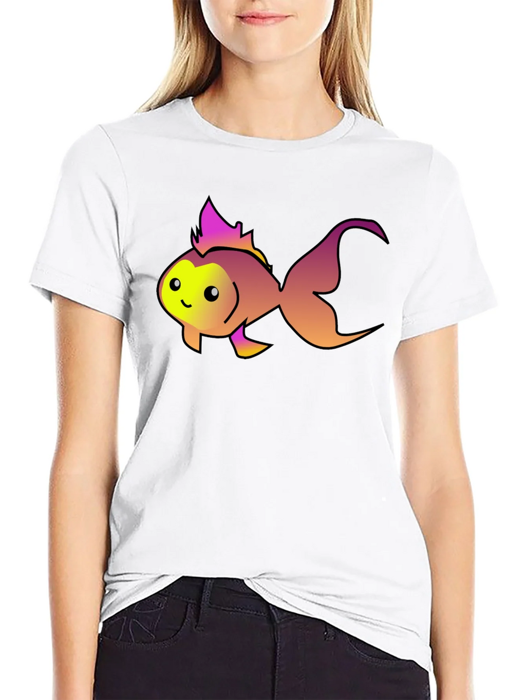 Cute Fish Graphic Tee - Black Cotton T-Shirt product image 8