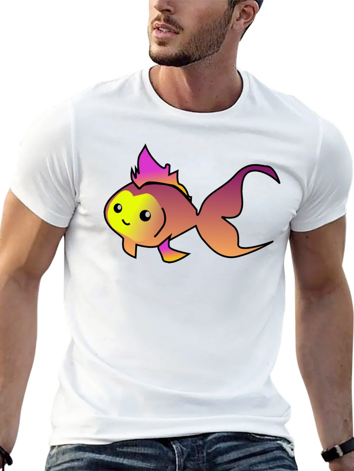 Cute Fish Graphic Tee - Black Cotton T-Shirt product image 12