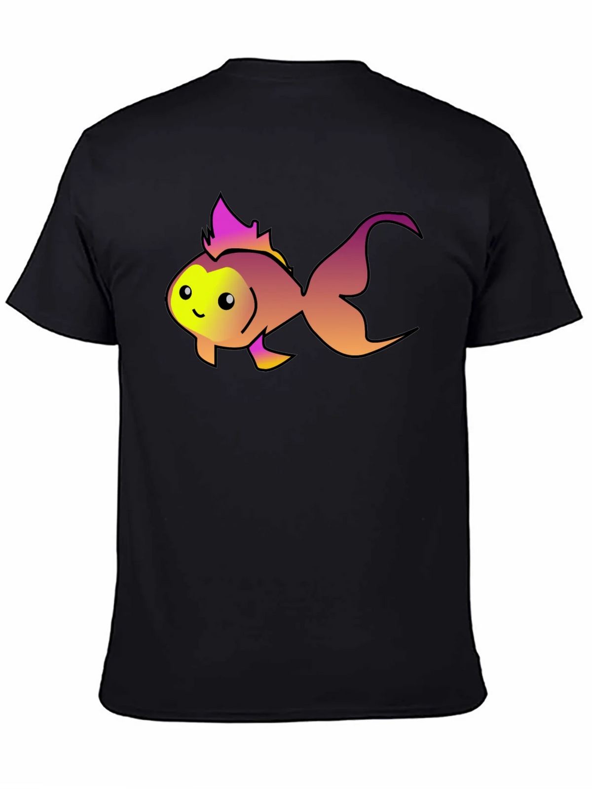 Cute Fish Graphic Tee - Black Cotton T-Shirt product image 4
