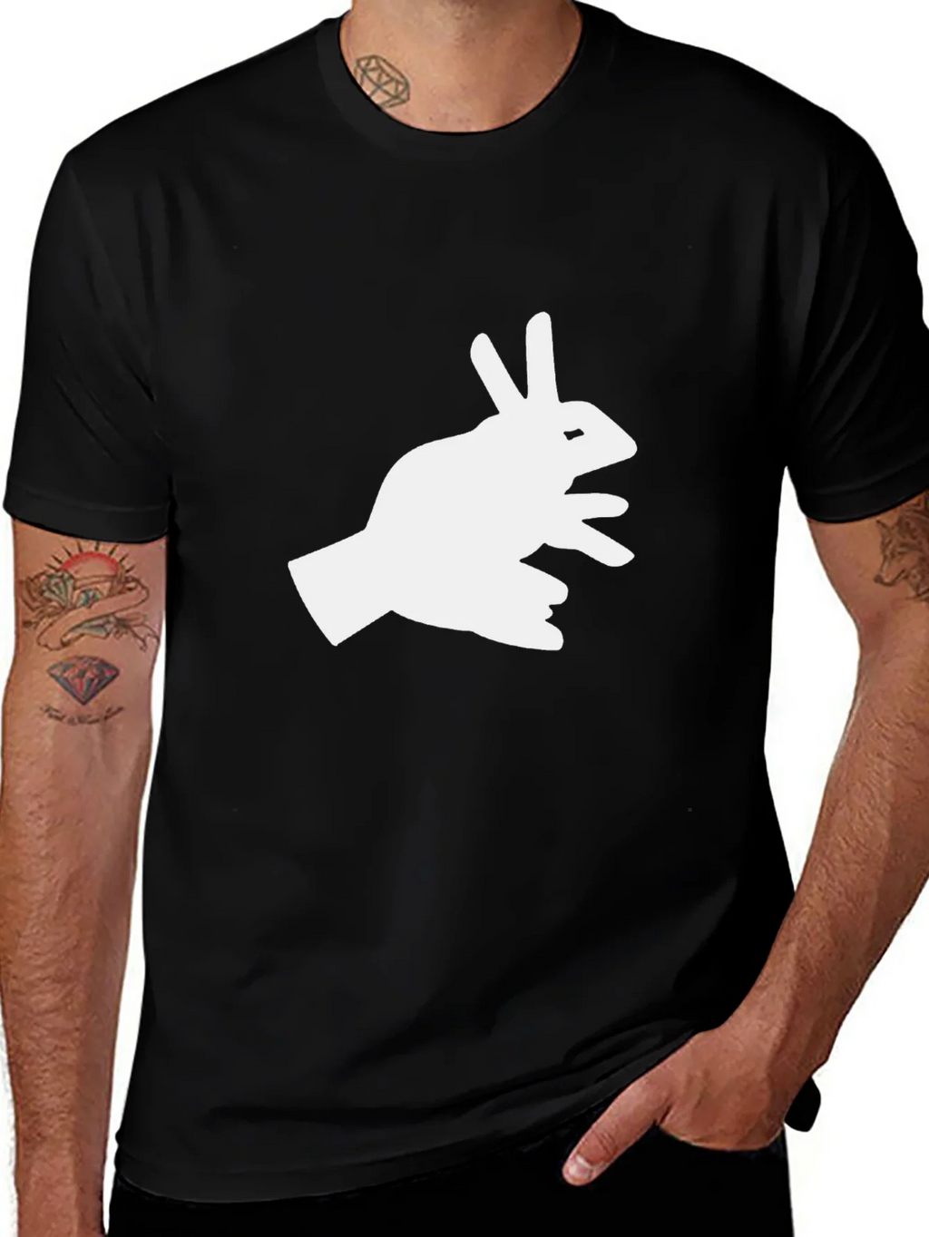 Shadow Rabbit Tee - Fun Hand Puppet T-Shirt product image 1