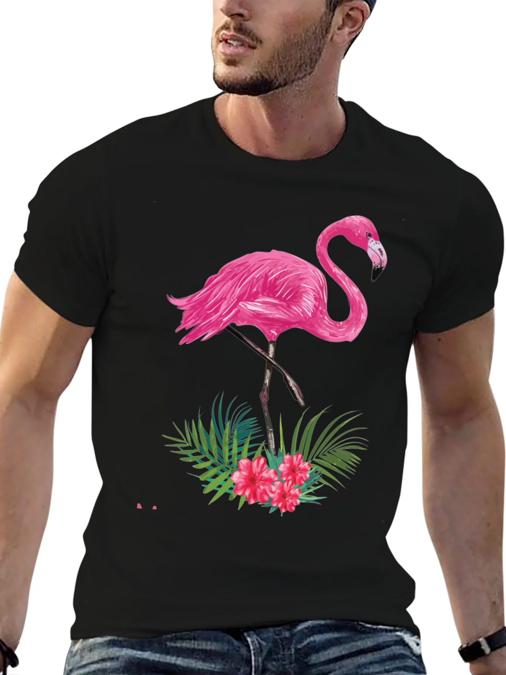 Tropical Flamingo Graphic Tee - Black product image 6
