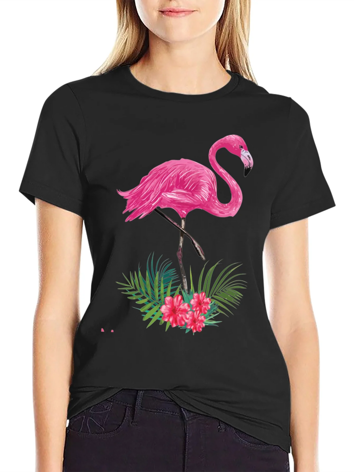 Tropical Flamingo Graphic Tee - Black product image 2