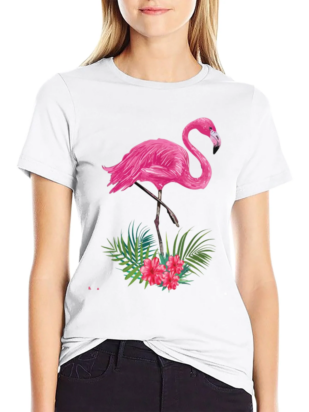 Tropical Flamingo Graphic Tee - Black product image 8
