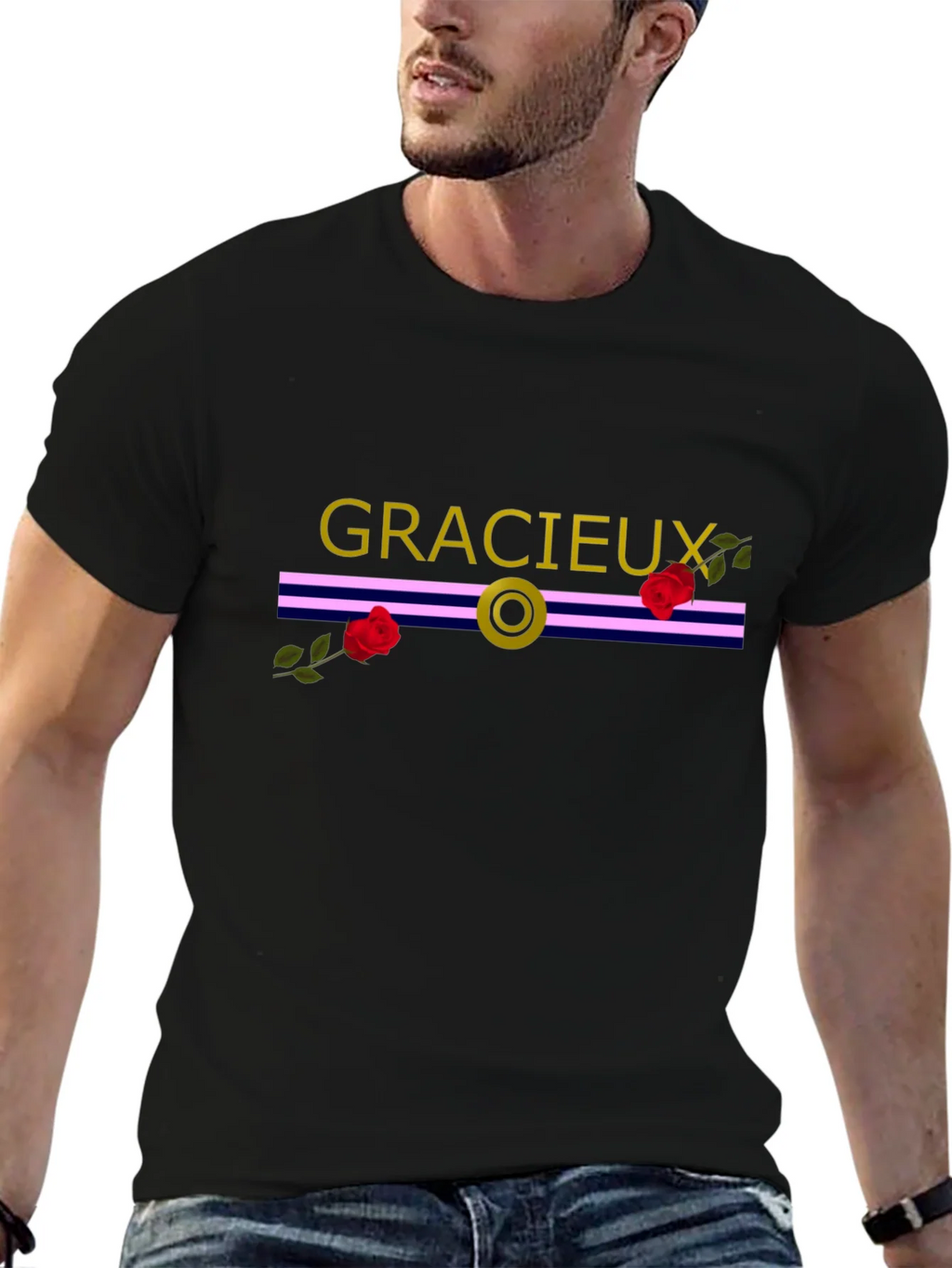 Gracieux Black Graphic Tee with Roses product image 6