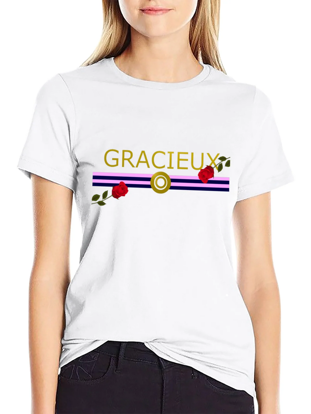 Gracieux Black Graphic Tee with Roses product image 8