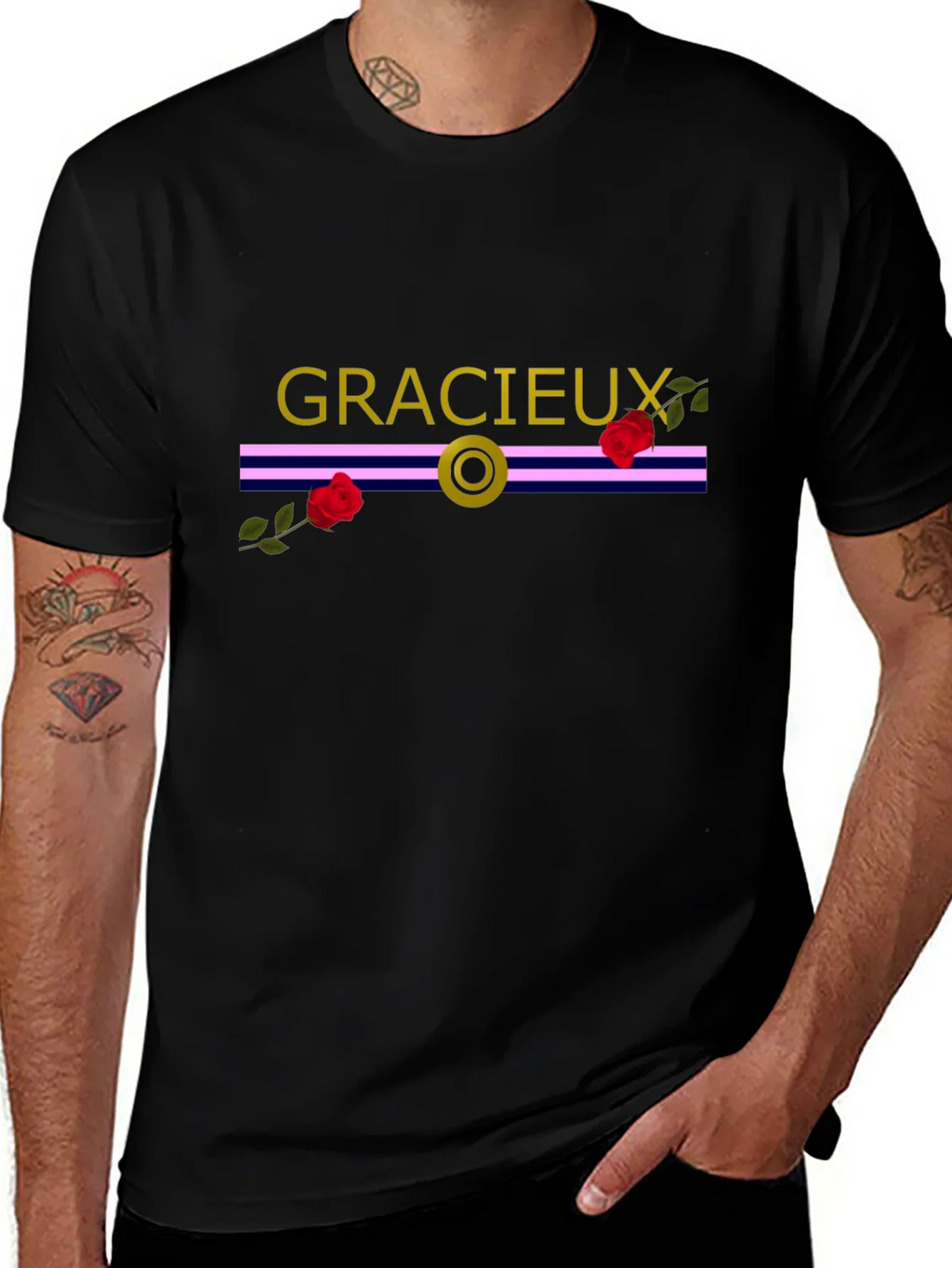 Gracieux Black Graphic Tee with Roses product image 1
