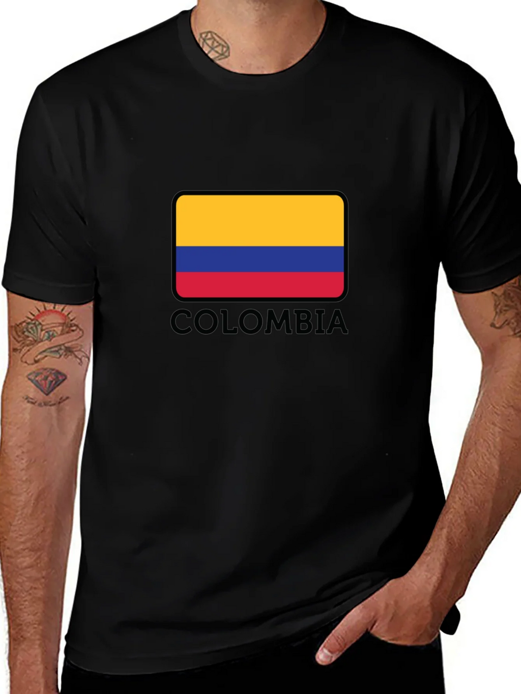 Colombia Flag Graphic Black T-Shirt product image 1
