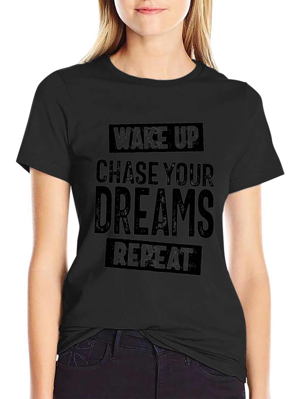Wake Up Chase Your Dreams Repeat - Black T-Shirt product image 2