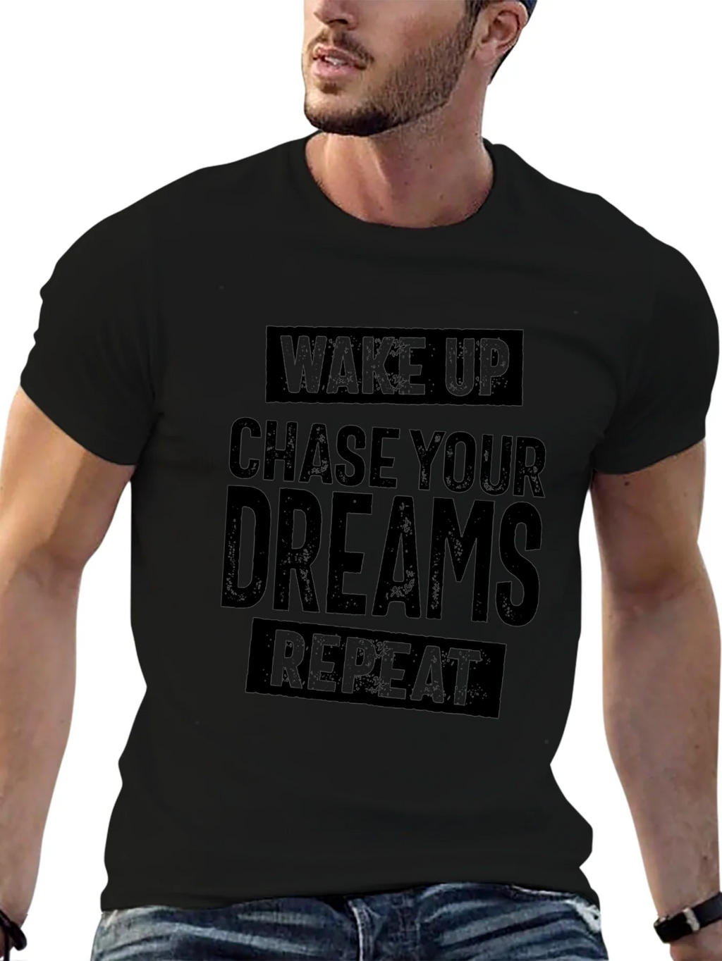Wake Up Chase Your Dreams Repeat - Black T-Shirt product image 6