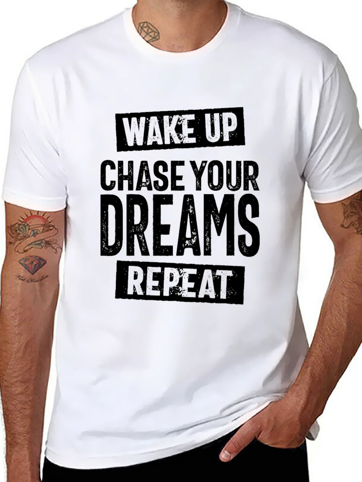 Wake Up Chase Your Dreams Repeat - Black T-Shirt product image 7