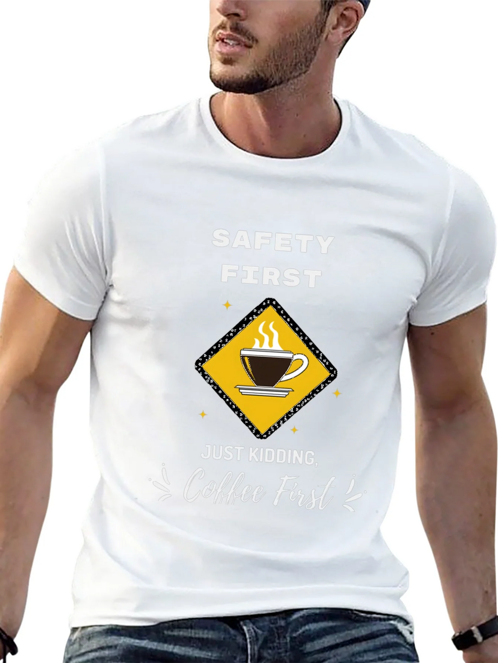 Coffee First T-Shirt - Funny Safety Slogan Tee product image 12