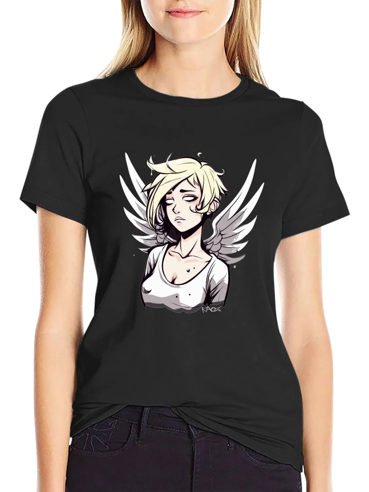Angel Graphic Print Mens Black T-Shirt product image 2