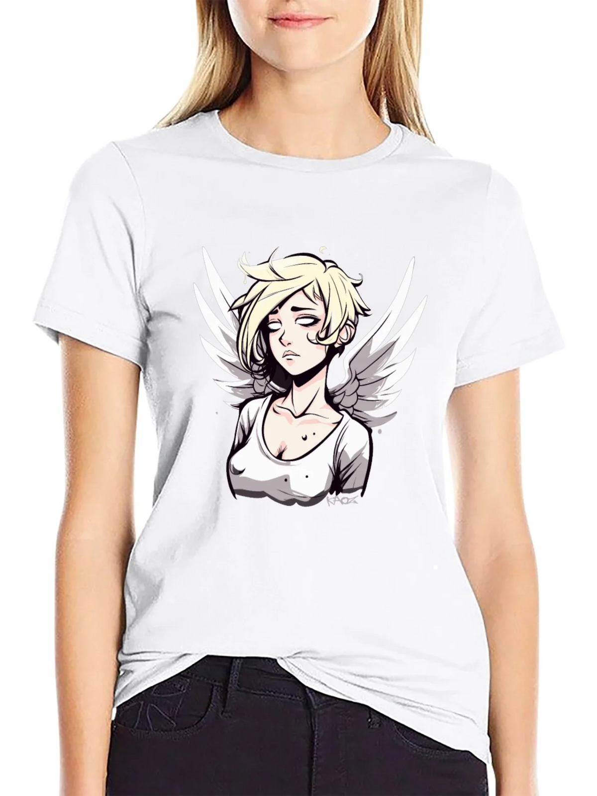 Angel Graphic Print Mens Black T-Shirt product image 8