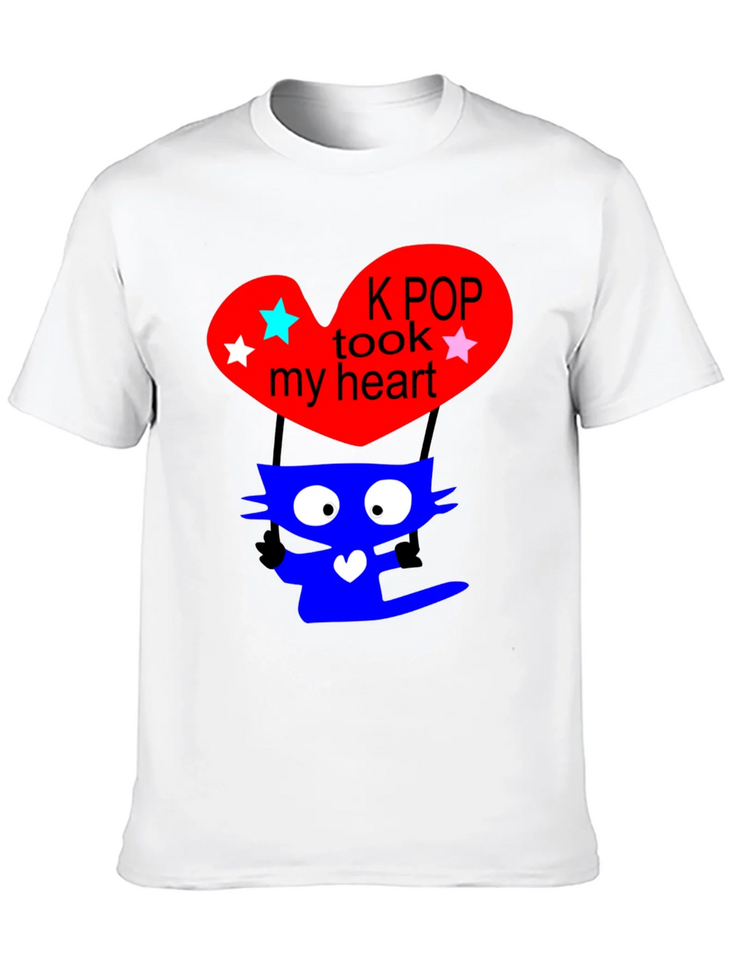 K-Pop Cat Heart Graphic Tee - Trendy Black T-Shirt product image 9
