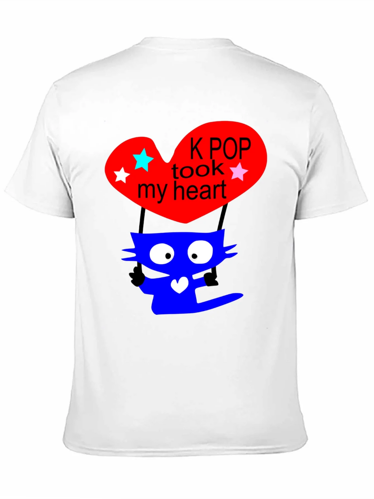 K-Pop Cat Heart Graphic Tee - Trendy Black T-Shirt product image 10