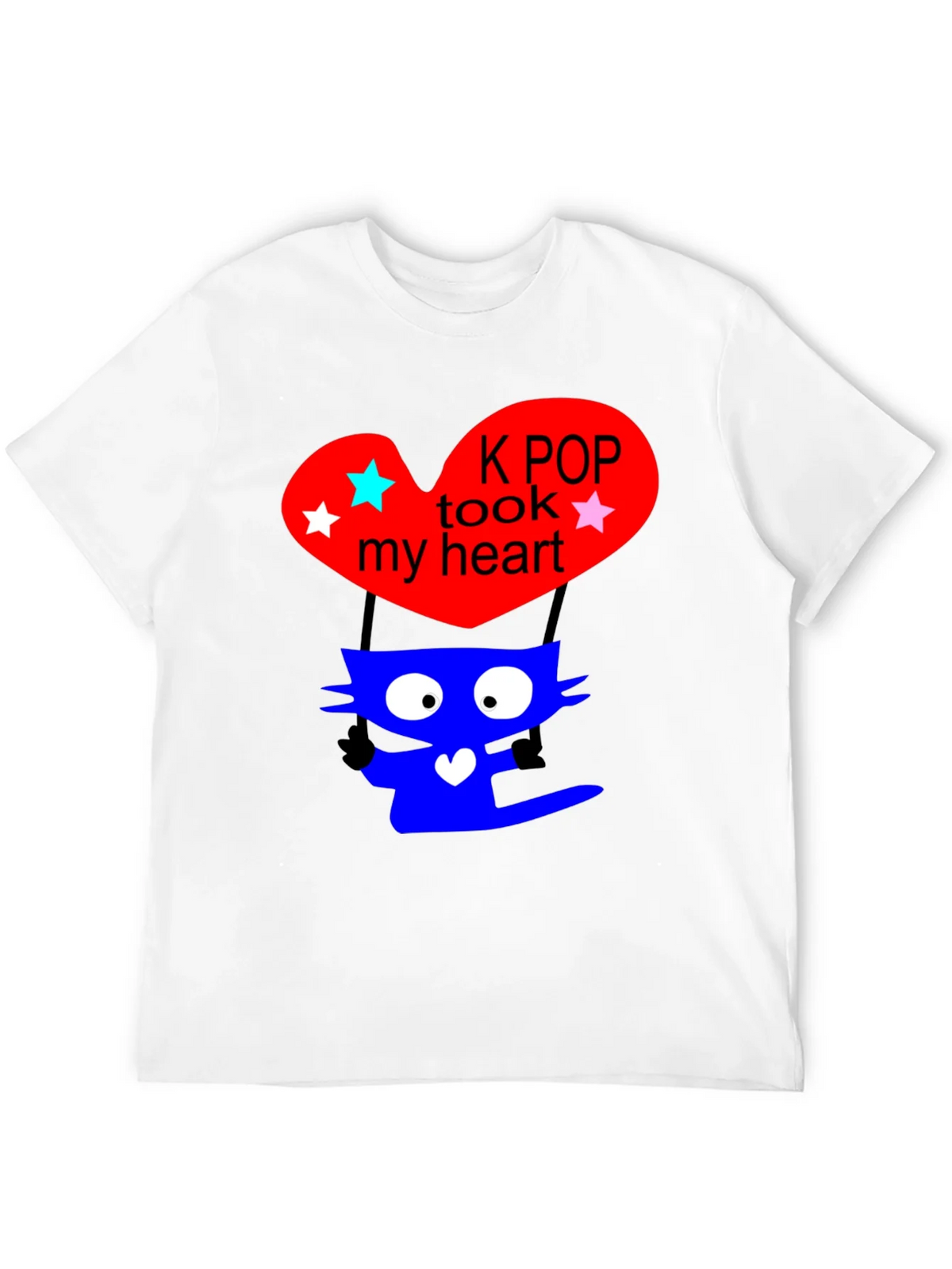 K-Pop Cat Heart Graphic Tee - Trendy Black T-Shirt product image 11