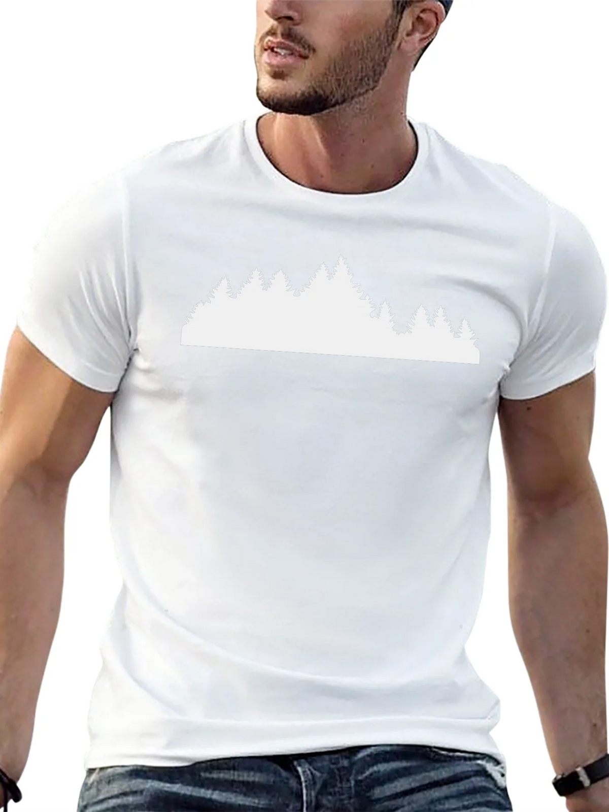 Black T-Shirt with Forest Silhouette Design product image 12