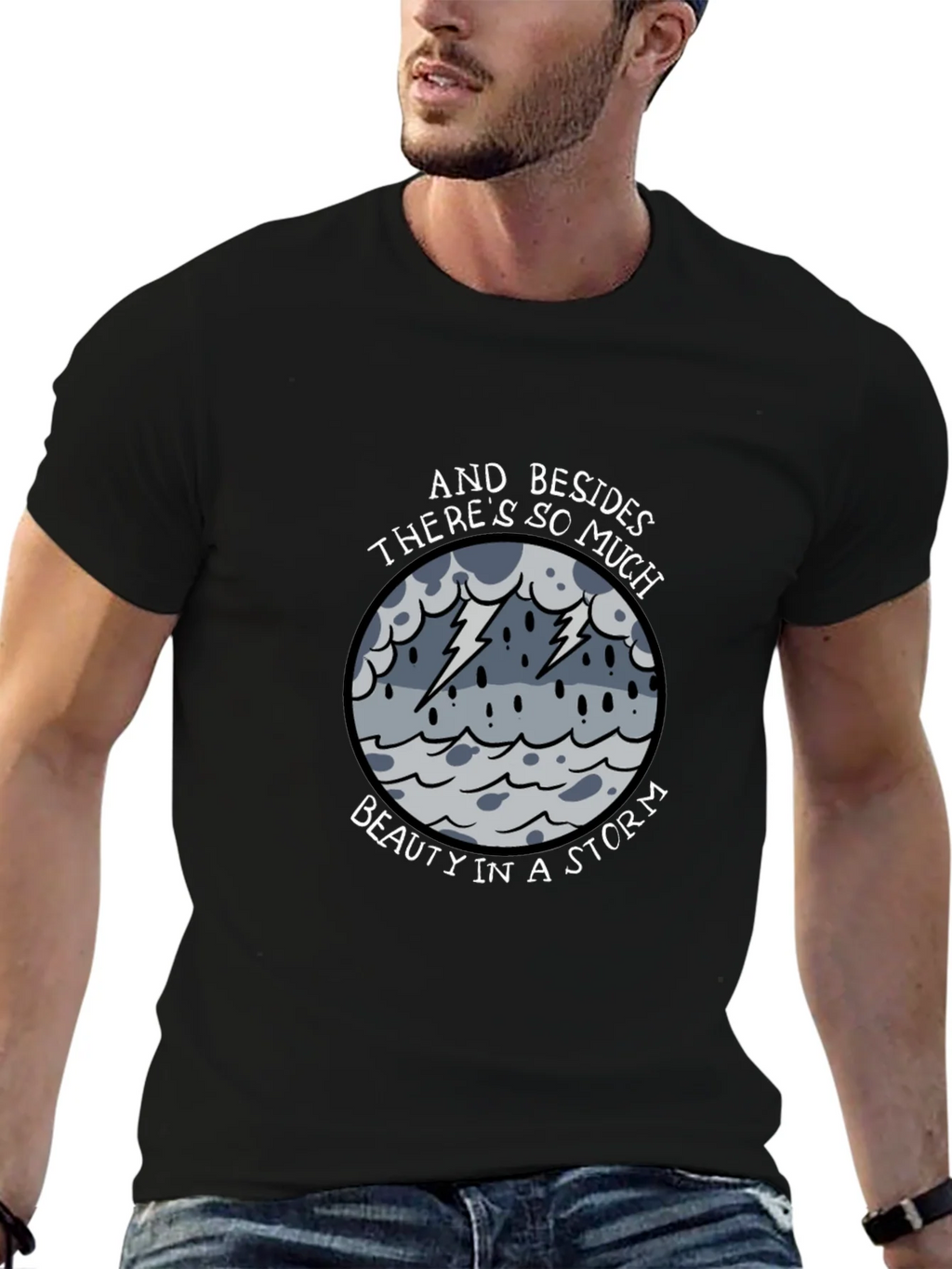 Storm Beauty Graphic Tee - Unisex Black Cotton Shirt product image 6