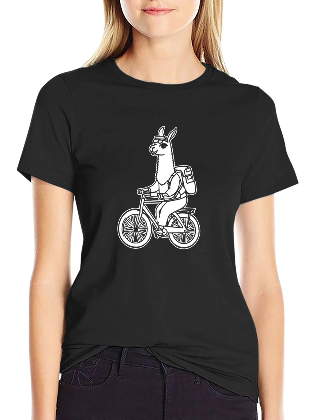 Llama Biker T-Shirt - Black Cotton Tee product image 2