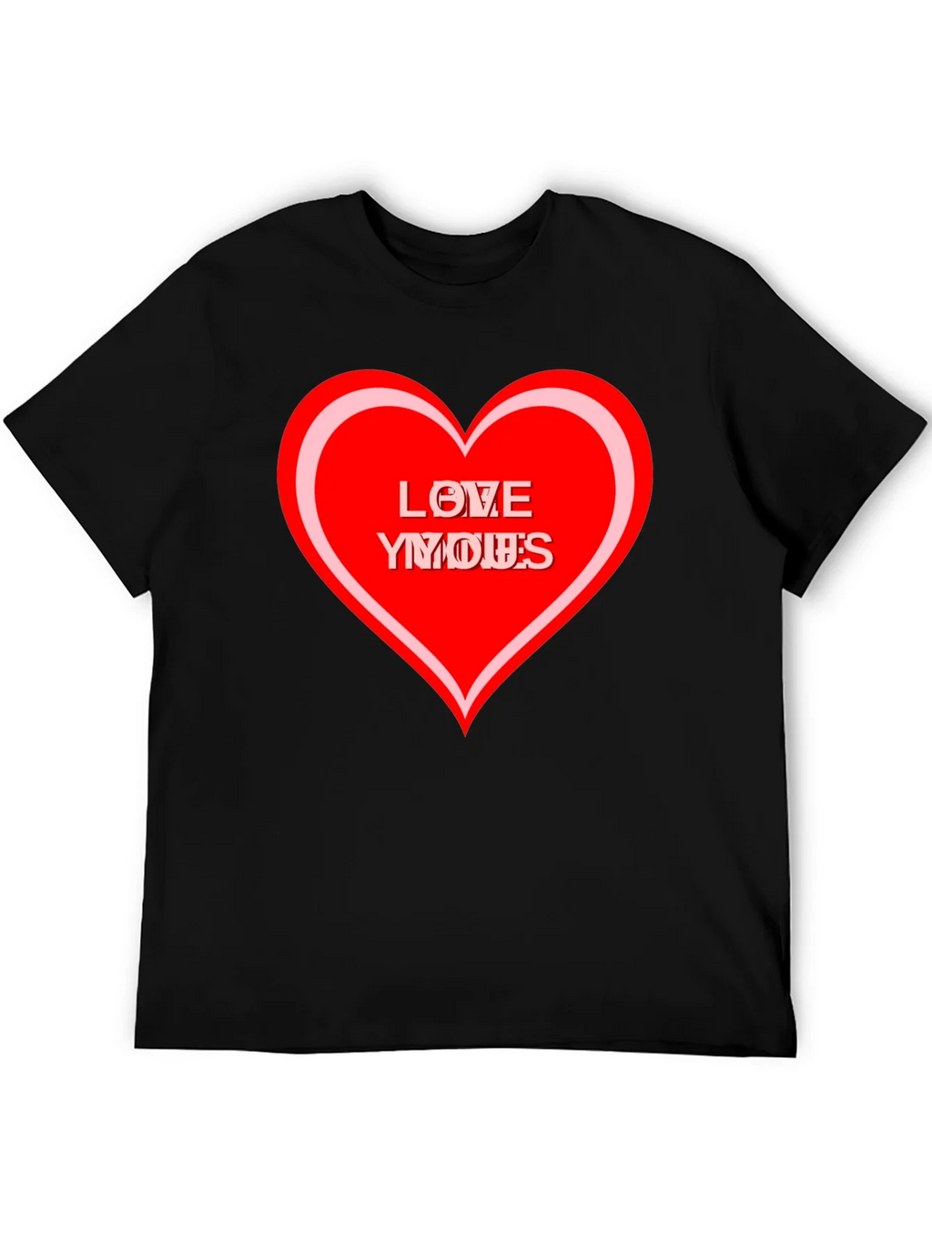 Love Yous Heart Graphic Black T-Shirt product image 5
