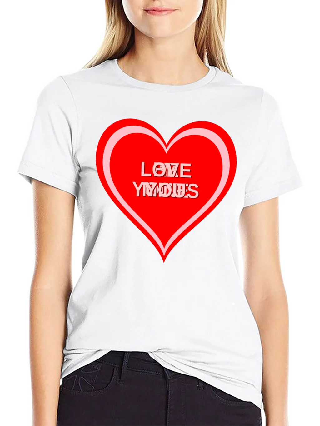 Love Yous Heart Graphic Black T-Shirt product image 8