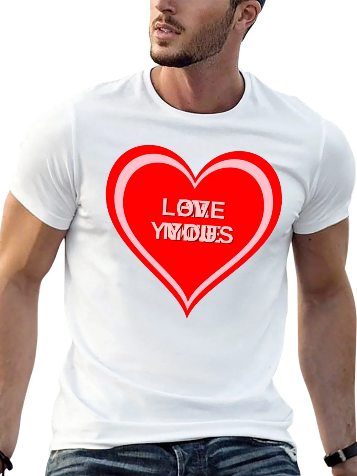 Love Yous Heart Graphic Black T-Shirt product image 12