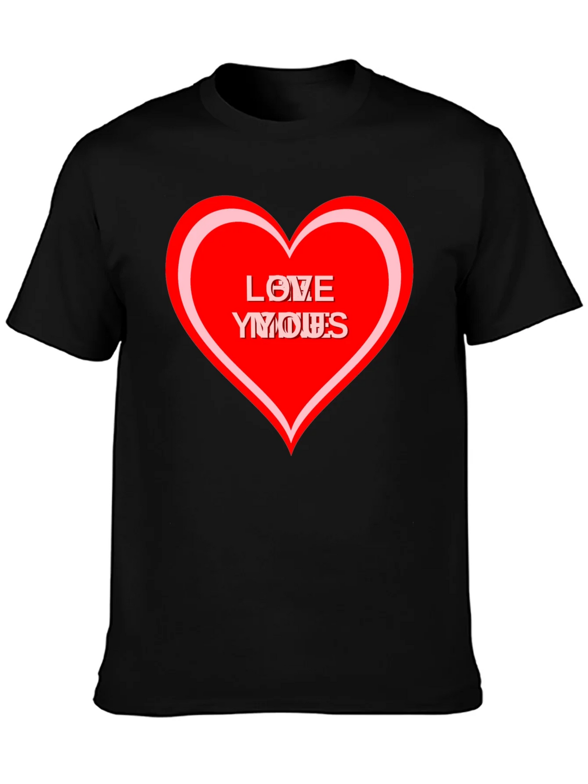 Love Yous Heart Graphic Black T-Shirt product image 3